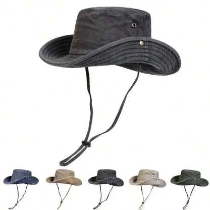 Men Big Eaved Washed Bucket Hats