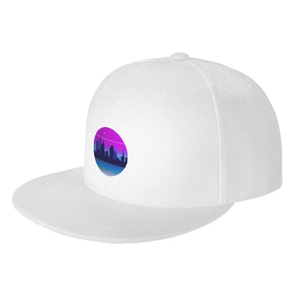 Retro City Skyline Night High-Quality Snapback Cap