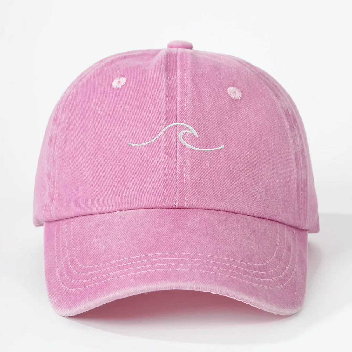 Wave Ripple Embroidered Cotton Baseball Cap