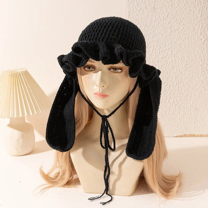 Women Fluffy Ruffled Crochet Fisherman Bucket Hat