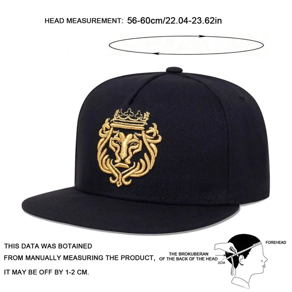 Men Women Lion Embroidered Snapback Cap