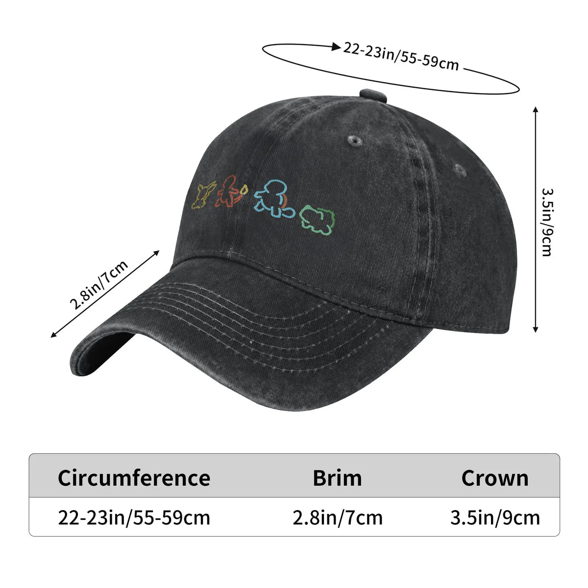 Pikachu Bulbasaur Distressed Denim Baseball Cap