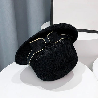 Bow Curling Hat Female Summer Bucket Hat