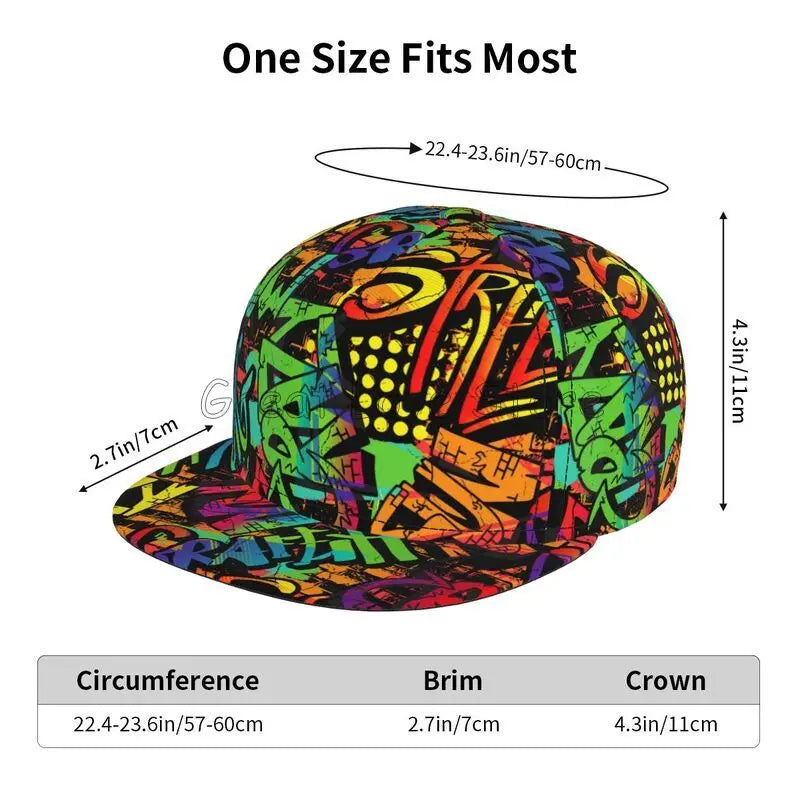 Colorful Graffiti Art Print Baseball Cap Adjustable Snapback Hat