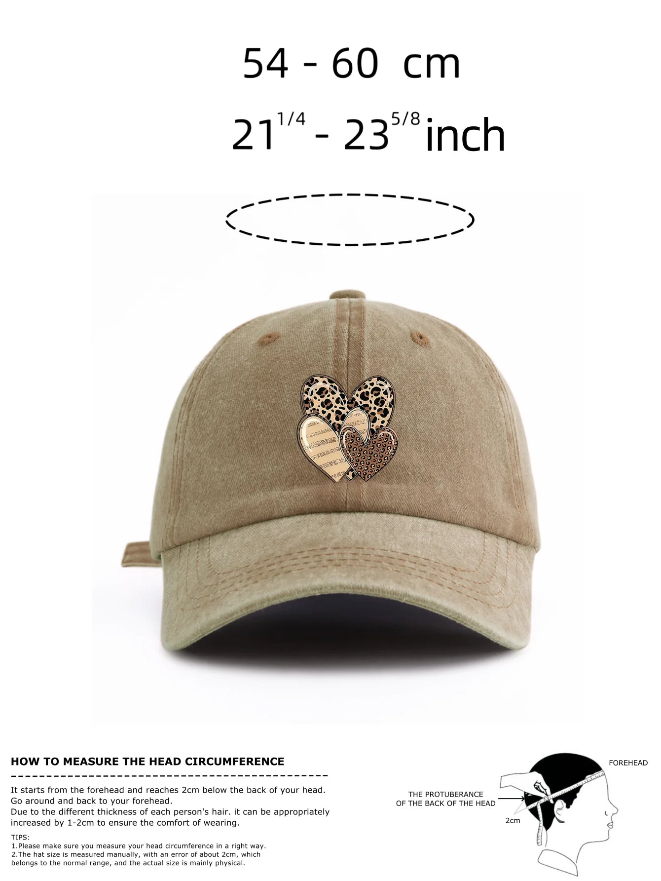 Leopard Heart Retro Dad Baseball Cap