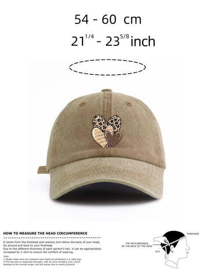 Leopard Heart Retro Dad Baseball Cap
