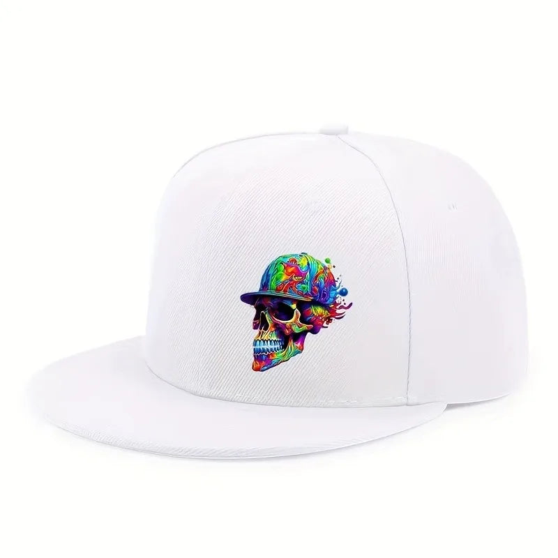 Multicolor Psychedelic Skull Snapback Cap