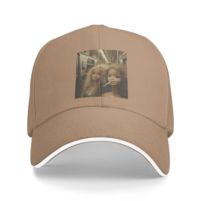 Distressed Smoking Doll Meme Print Baseball Cap