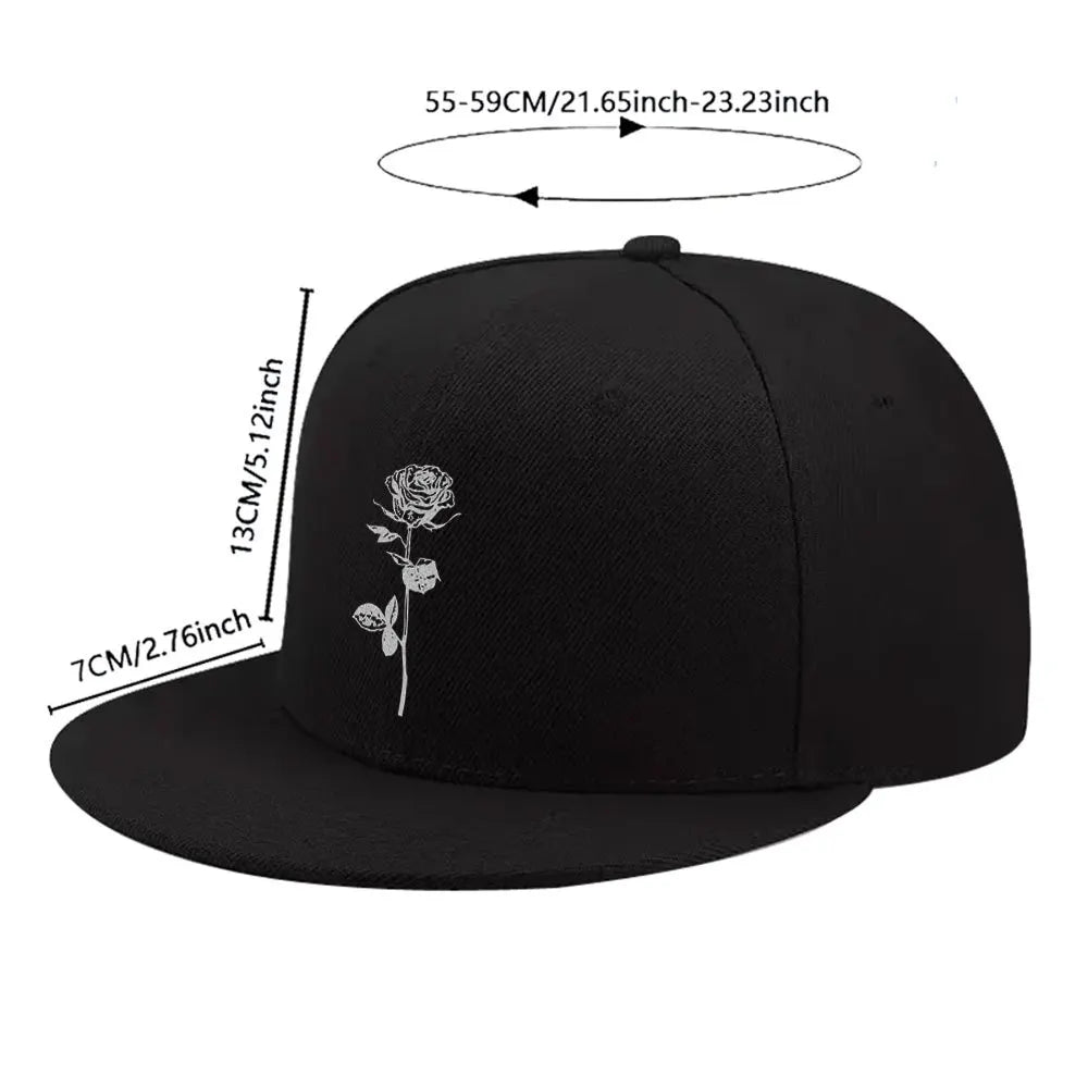 Rose Line Art Snapback Cap