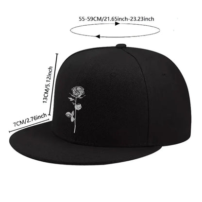 Rose Line Art Snapback Cap