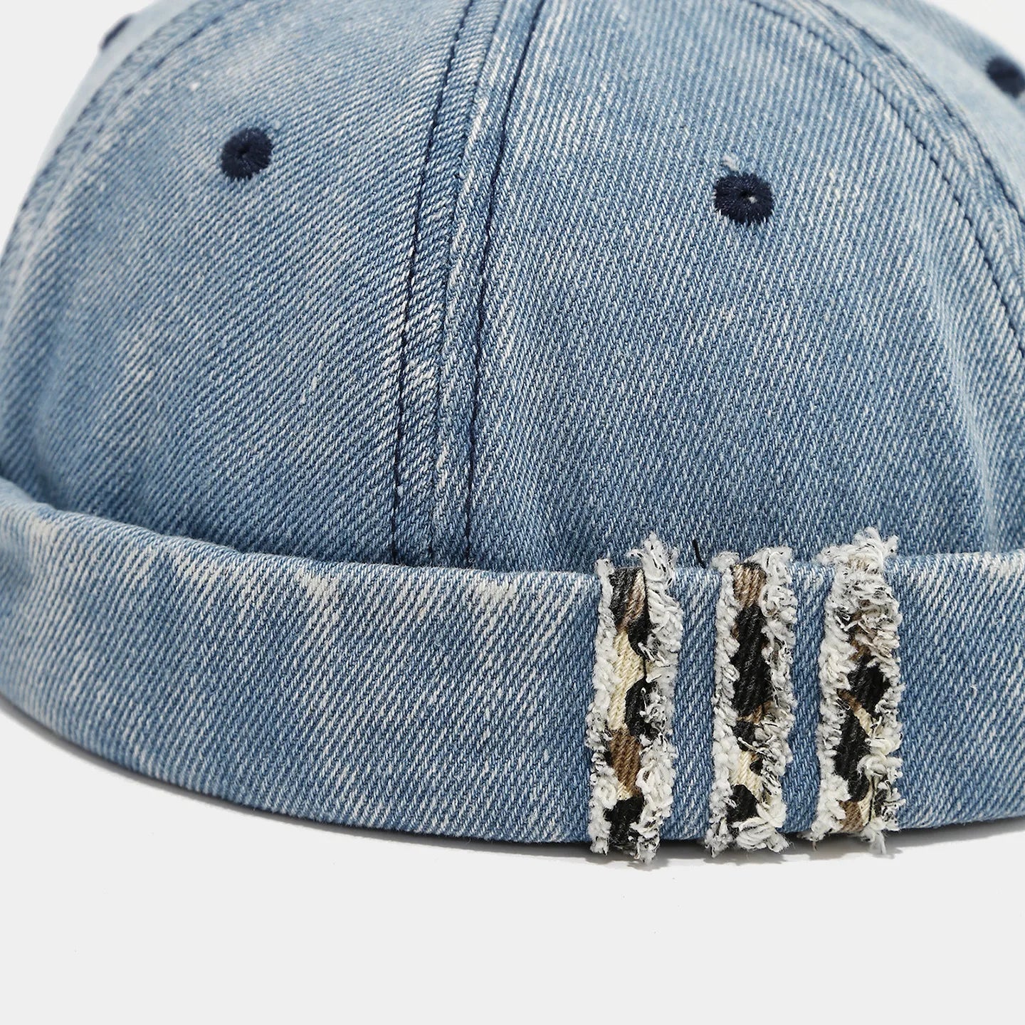 Retro Denim Docker Cap Splicing Style Brimless Caps