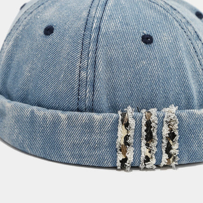 Retro Denim Docker Cap Splicing Style Brimless Caps