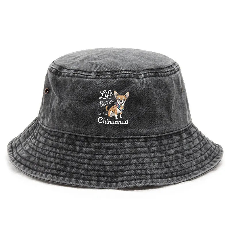 Chihuahua Lover Washed Fisherman Hat Vintage Cute Dog
