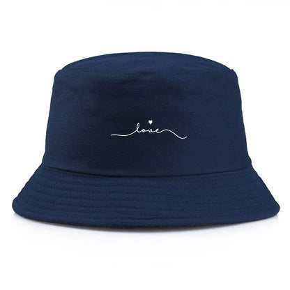 Vintage Love Embroidery Cotton Bucket Hat