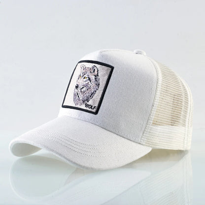 Embroidery Wolf Snapback Trucker Cap
