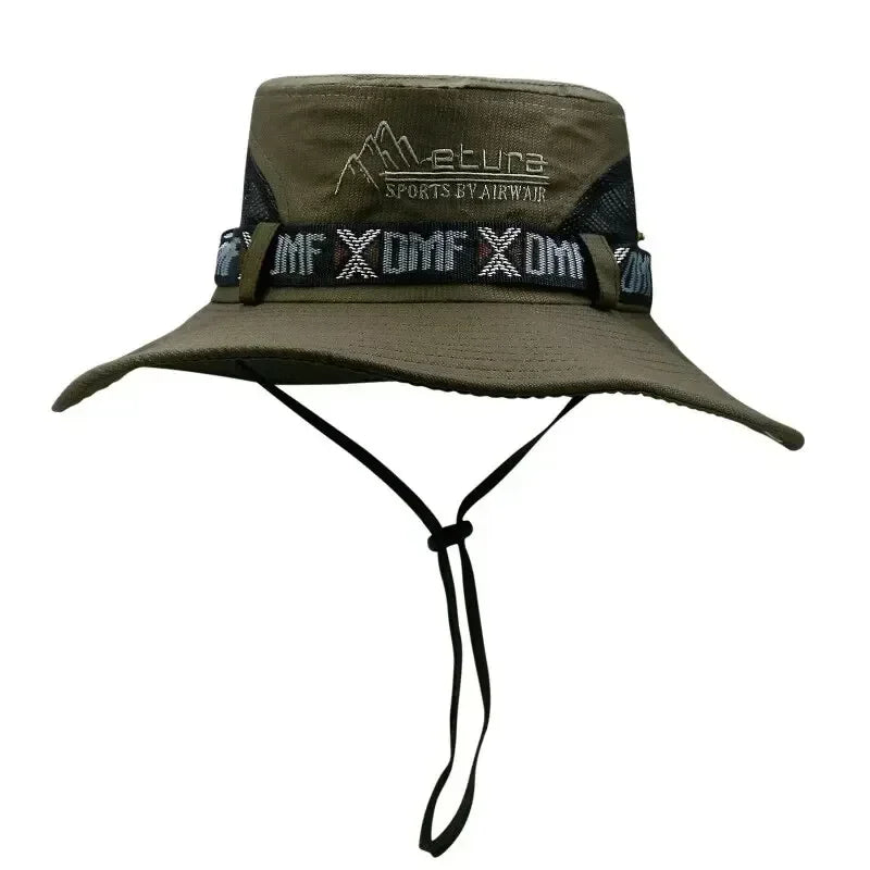 UV Protection Wide Brim Mesh Safari Bucket Hat