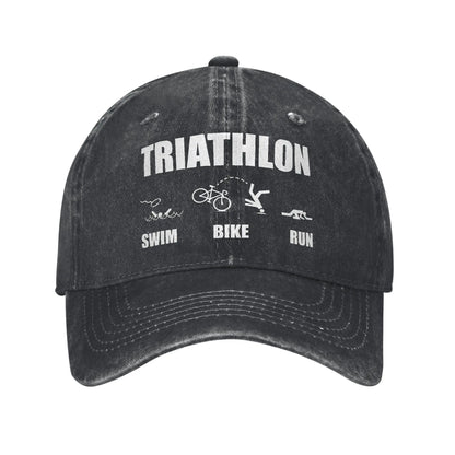 Triathlon Running Swimming Bicycling Vintage Adjustable Baseball Cap