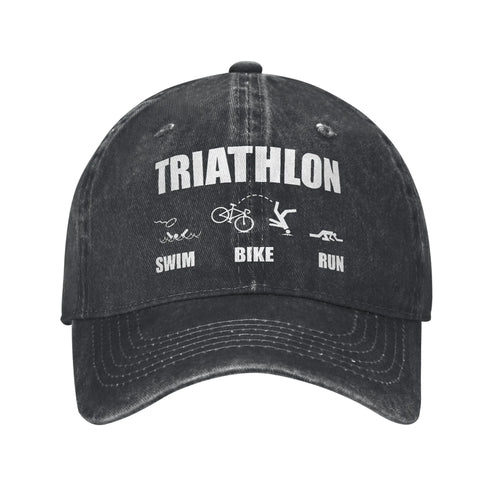 Triathlon Running Swimming Bicycling Vintage Adjustable Baseball Cap