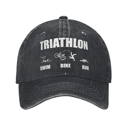 Triathlon Running Swimming Bicycling Vintage Adjustable Baseball Cap