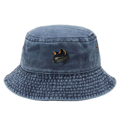Vintage Black Cat Print Bucket Hat