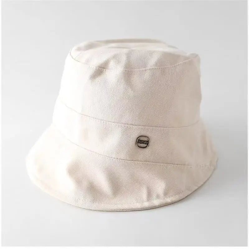 Linen Solid Color Letter Bucket Hat