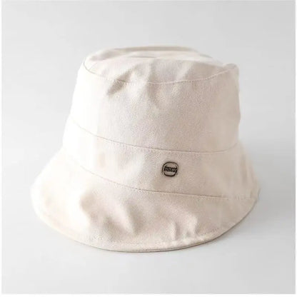 Linen Solid Color Letter Bucket Hat