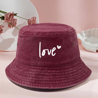 Vintage Washed Print Bucket Hat Classic Style