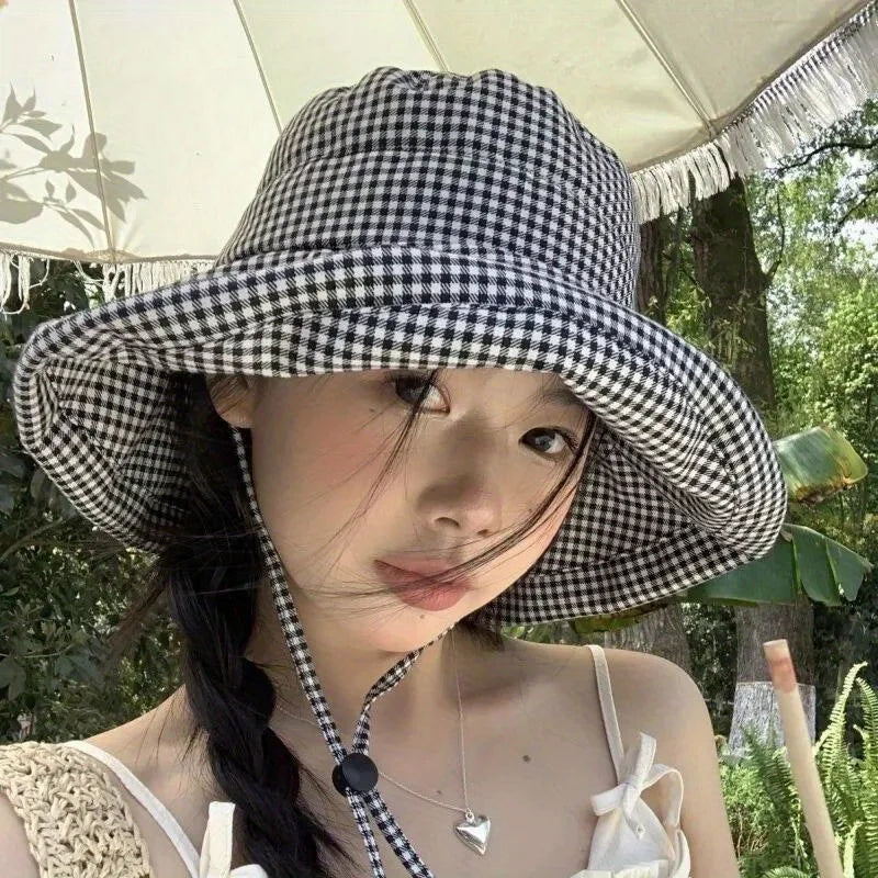 Ladies Thousand Bird Grid Fisherman's Hat