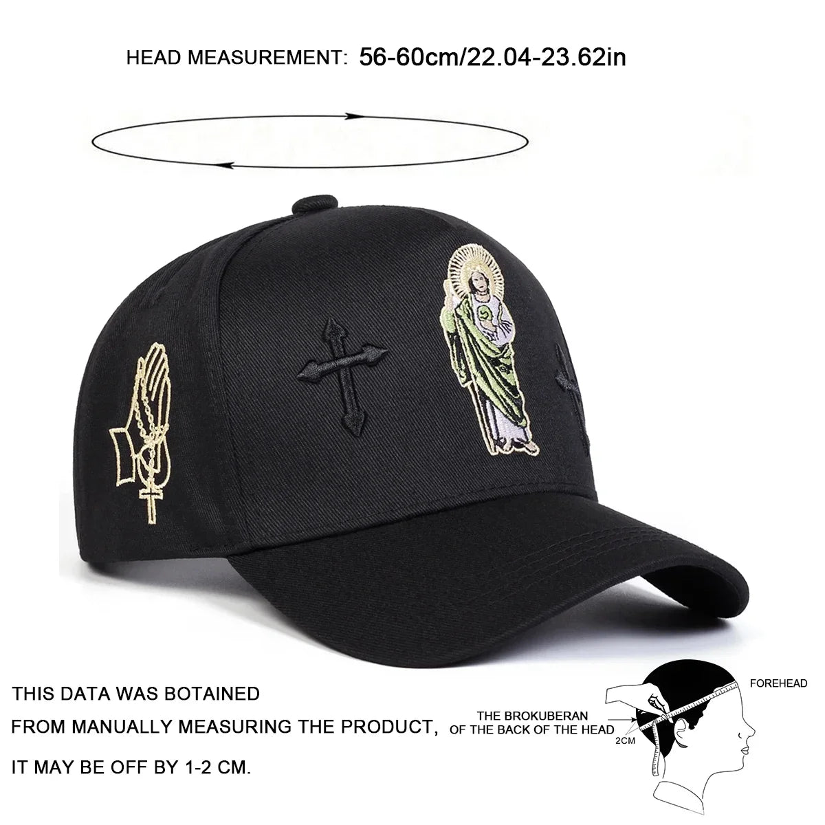 Unisex Cross Embroidery Baseball Caps