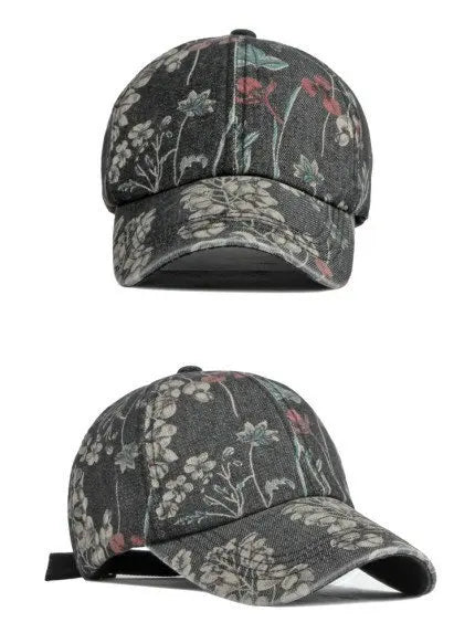 Spring Denim Flower Print Casquette Baseball Cap Adjustable Outdoor Snapback Hats For Men And Women 170