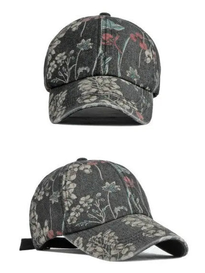 Spring Denim Flower Print Casquette Baseball Cap Adjustable Outdoor Snapback Hats For Men And Women 170