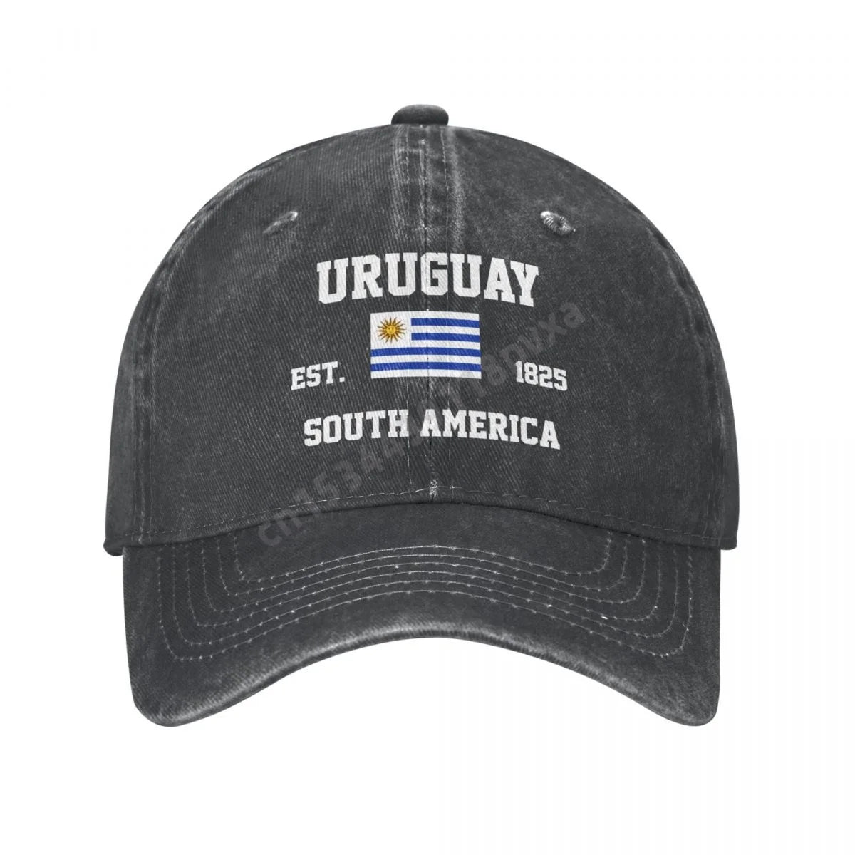 Unisex Adult Uruguay Uruguayan Flag Charcoal Washed Denim Baseball Cap