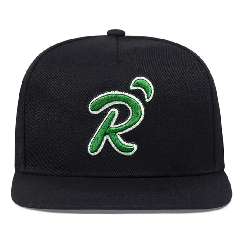 Green Dot R Letter Embroidered Hip-Hop Snapback Cap