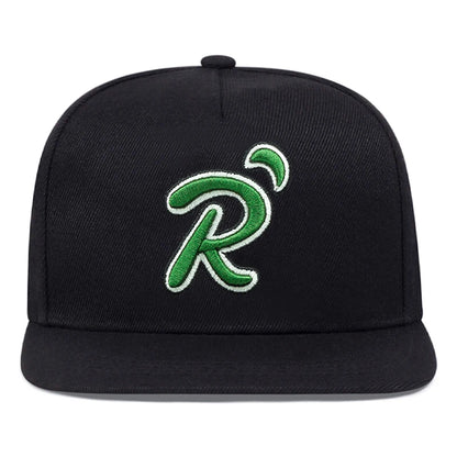 Green Dot R Letter Embroidered Hip-Hop Snapback Cap