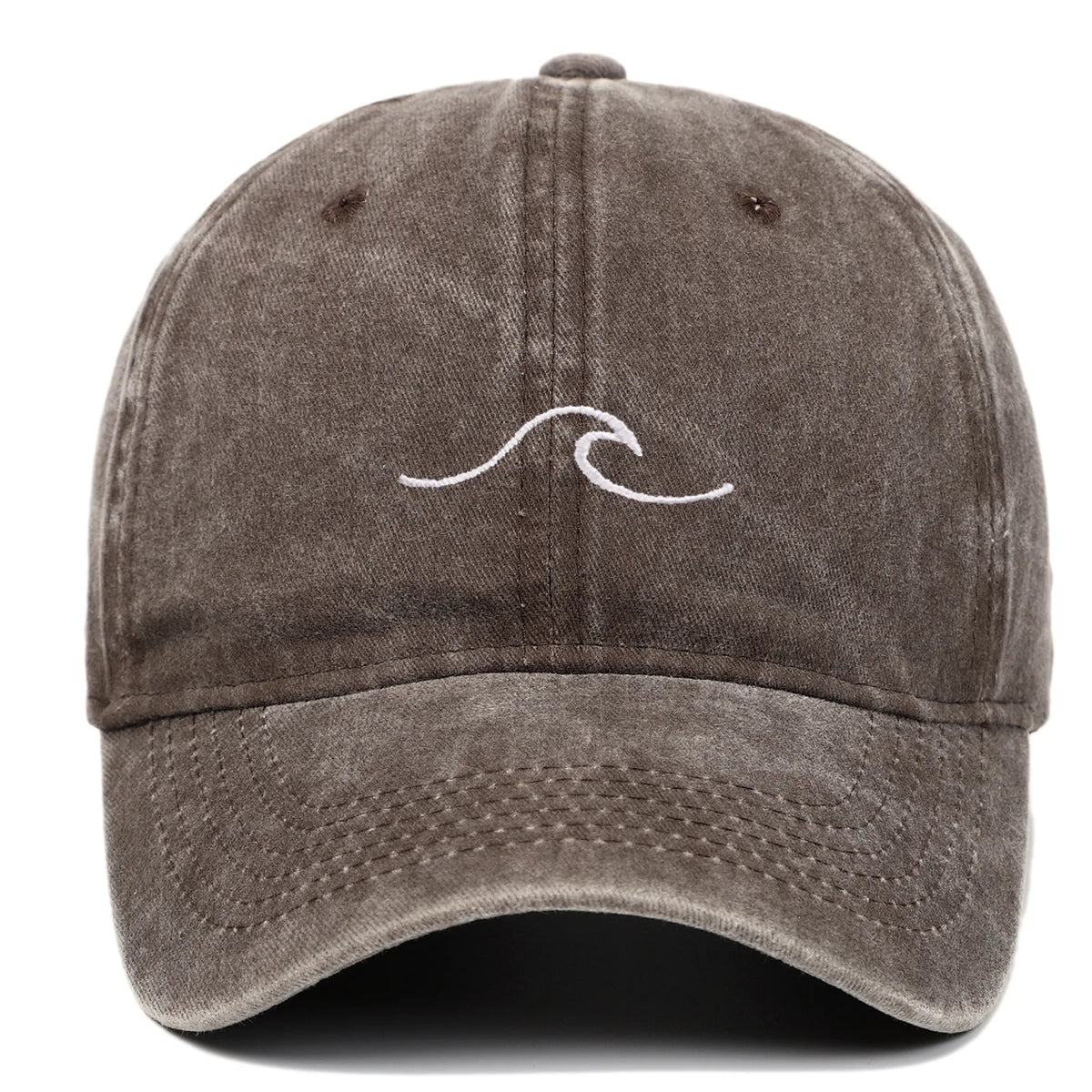 Ripple Wave Embroidered Washed Baseball Cap