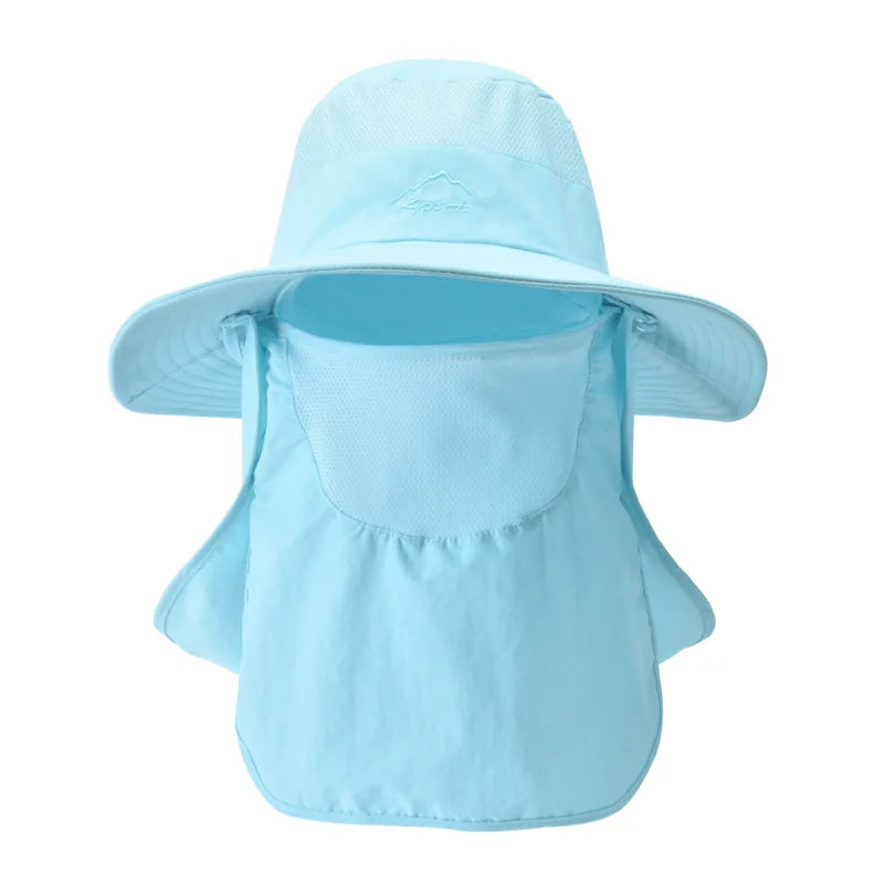 UPF Wide Brim Detachable Face Mask Bucket Hat