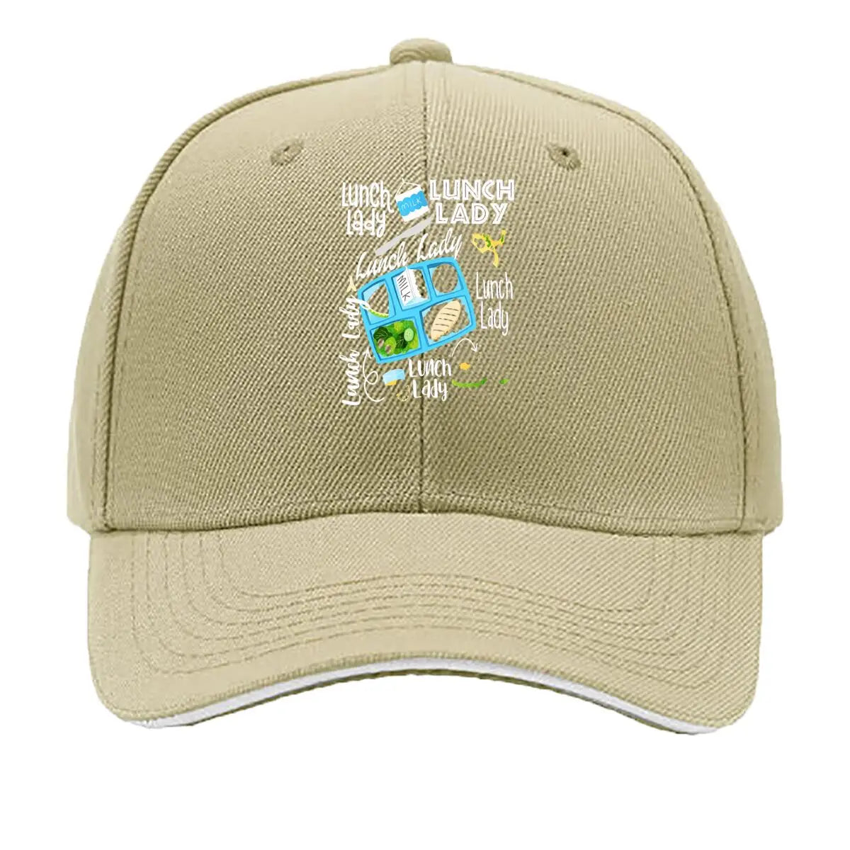 Milk Lunch Lady School Cafeteria Tray Food Graphic Sandwich Baseball Cap