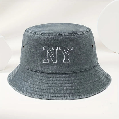 Vintage Washed NY Embroidered Bucket Hat