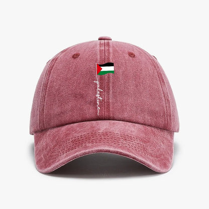 Palestine Flag Print Washed Baseball Cap