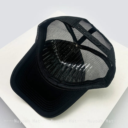 Cartoon Graffiti Printed Colorblock Mesh Snapback Cap