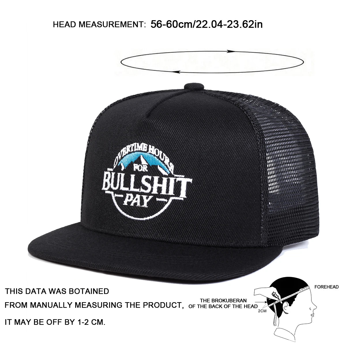 BULLSHIT PAY Embroidery Casual Snapback Cap