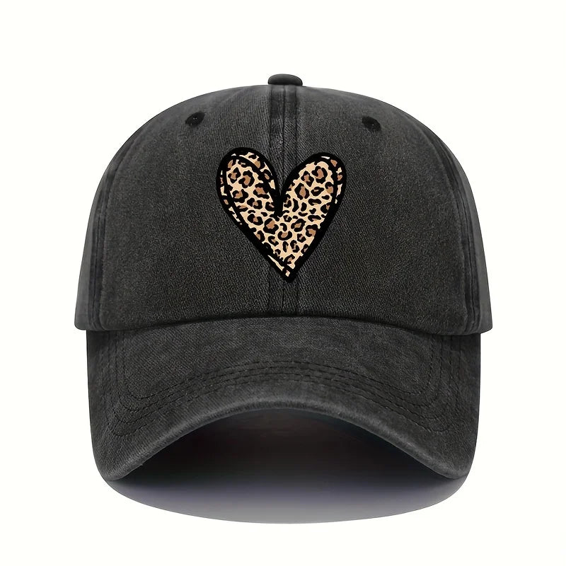 Leopard Heart Print Baseball Cap