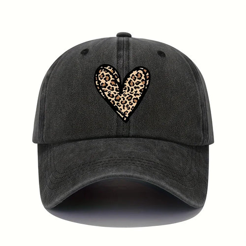 Leopard Heart Print Baseball Cap
