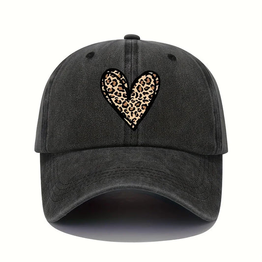 Leopard Heart Print Baseball Cap