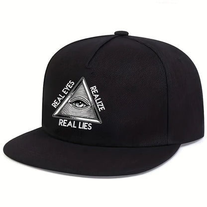 REAIZE Real Eyes Real Lies Printed Flat Brim Snapback Cap