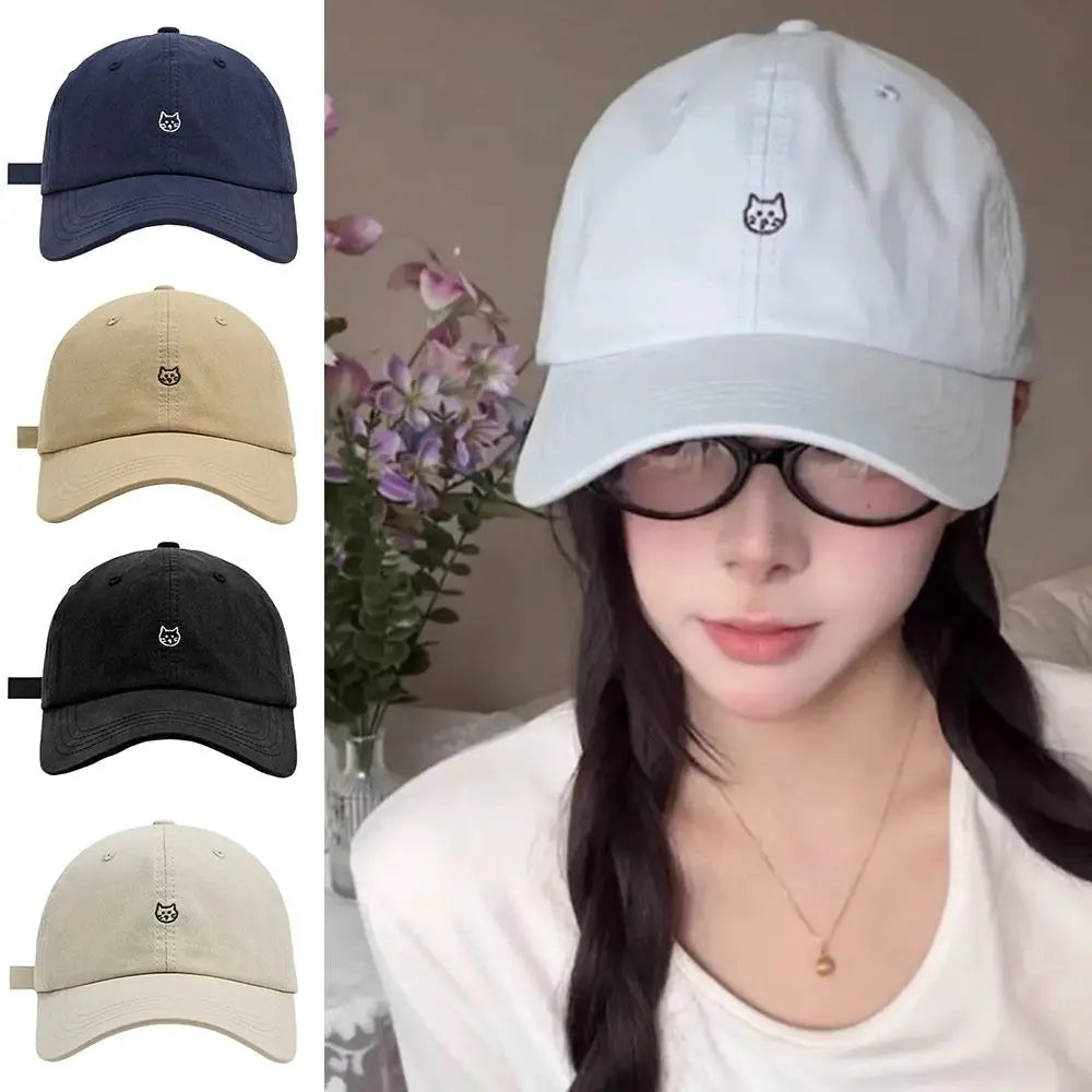 Cartoon Cat Embroidered Adjustable Baseball Cap