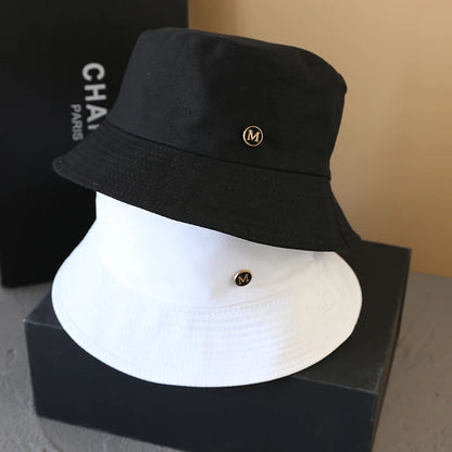 Solid Color Letter Sunshade Bucket Hat