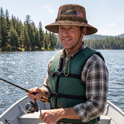 Adjustable Drawstring Wide Brim Fishing Bucket Hat