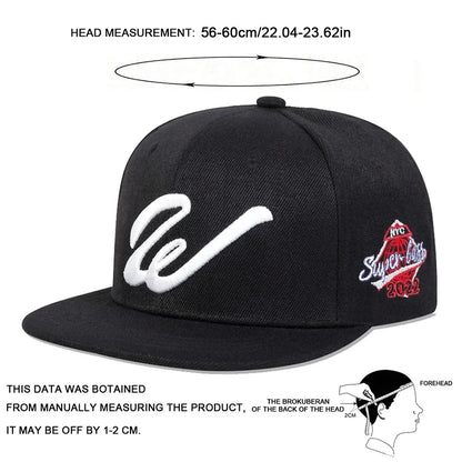 Unisex W Letter Embroidered Snapback Cap