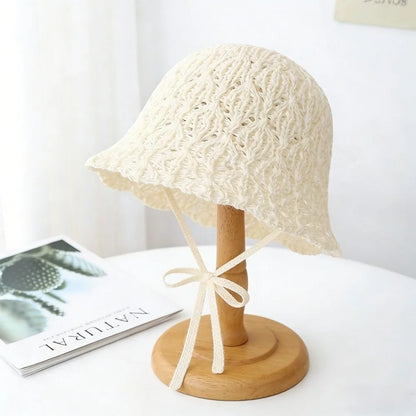 Thin Women Bucket Hat Foldable Design Solid Color
